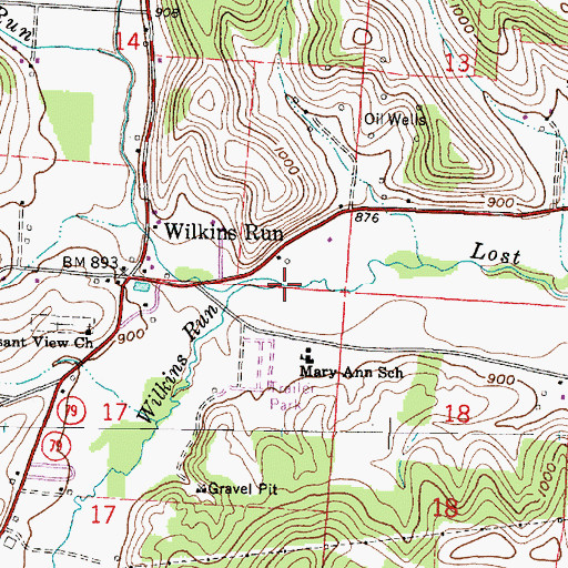 Topographic Map of Wilkins Run, OH