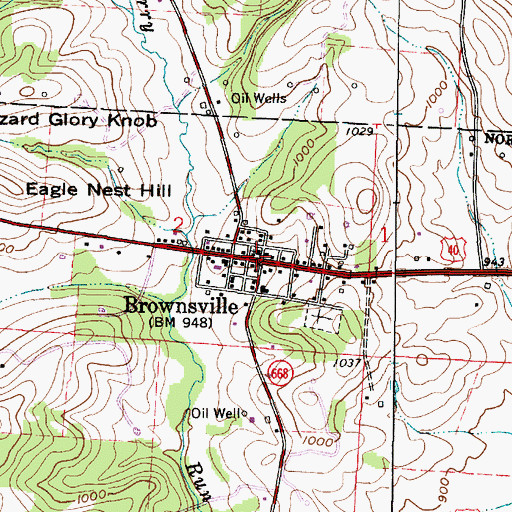 Topographic Map of Brownsville, OH