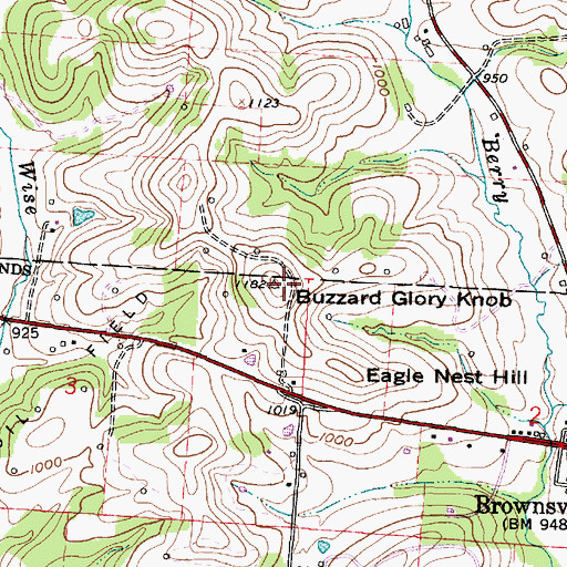 Topographic Map of Buzzard Glory Knob, OH