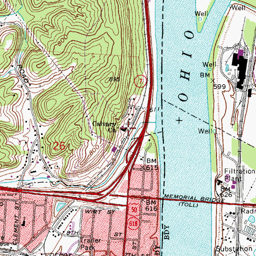 Topographic Map of Calvary Church, OH