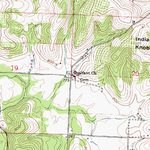 Topographic Map of Chalfant Church, OH