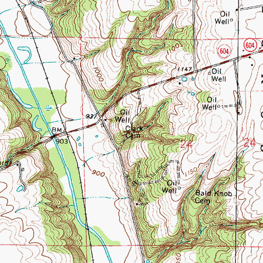 Topographic Map of Clark Cemetery, OH
