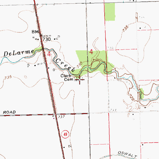 Topographic Map of Clark Cemetery, OH