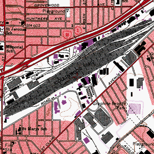 Topographic Map of Collinwood Yard, OH
