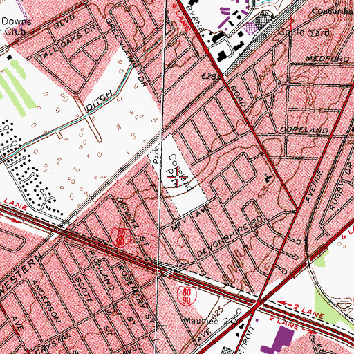 Topographic Map of Copeland Park, OH