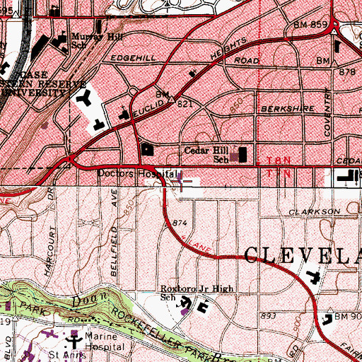 Topographic Map of Doctors Hospital, OH