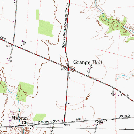 Topographic Map of Grange Hall, OH