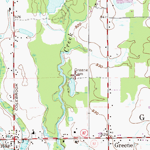 Topographic Map of Greene Cemetery, OH