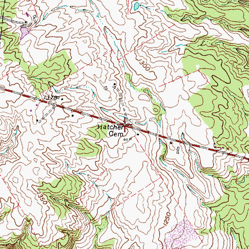 Topographic Map of Hatcher Cemetery, OH