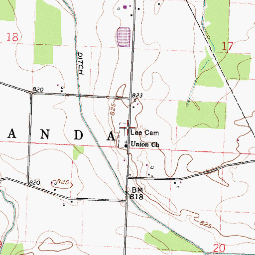 Topographic Map of Lee Cemetery, OH