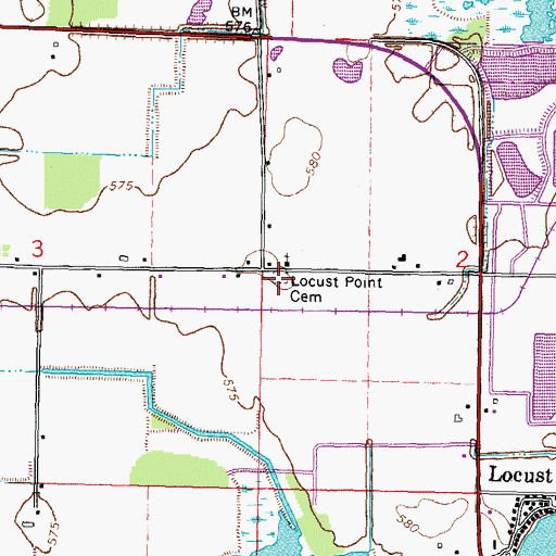Topographic Map of Locust Point Cemetery, OH