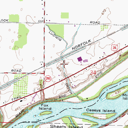 Topographic Map of Ludwig Ditch, OH