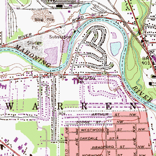 Topographic Map of McCoffey School, OH
