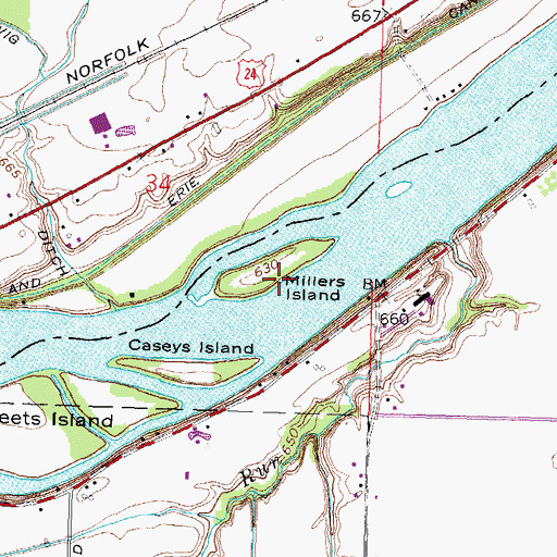 Topographic Map of Millers Island, OH