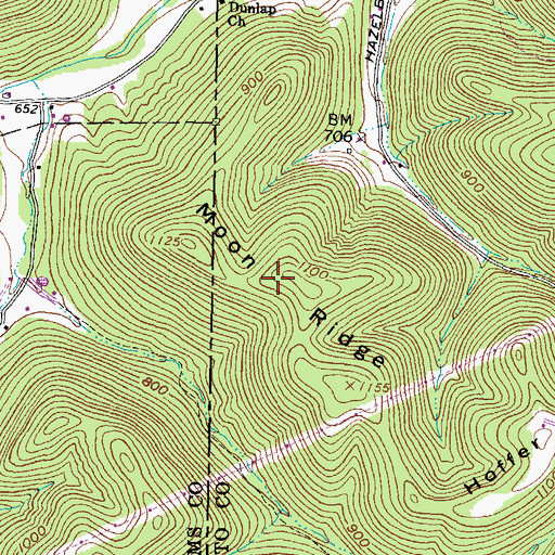 Topographic Map of Moon Ridge, OH