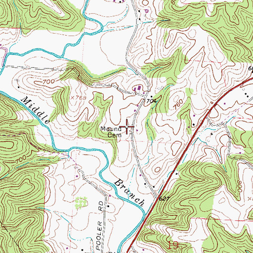 Topographic Map of Mound Cemetery, OH