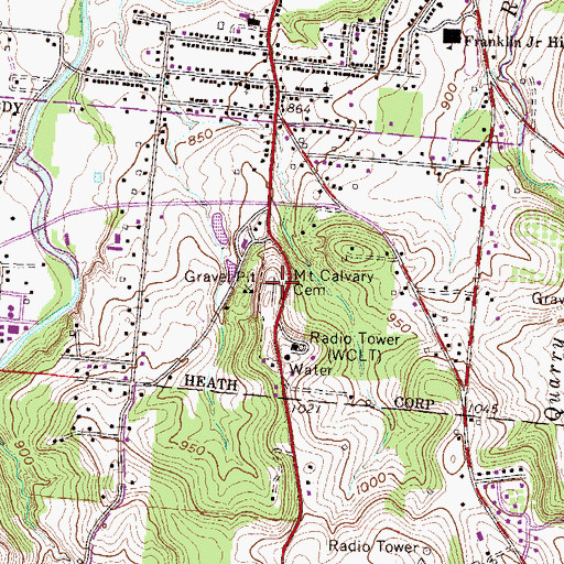 Topographic Map of Mount Calvary Cemetery, OH