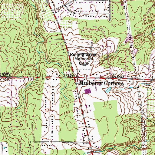 Topographic Map of Mulberry Corners, OH