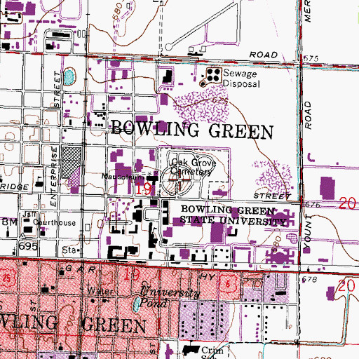 Topographic Map of Oak Grove Cemetery, OH