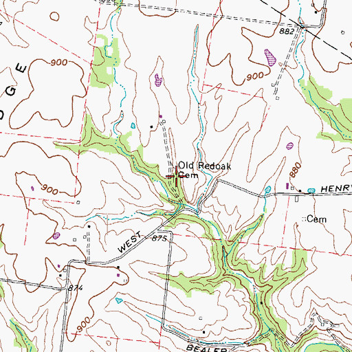 Topographic Map of Old Redoak Cemetery, OH