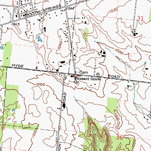 Topographic Map of Pleasant Grove Church, OH
