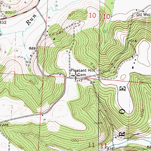 Topographic Map of Pleasant Hill Cemetery, OH