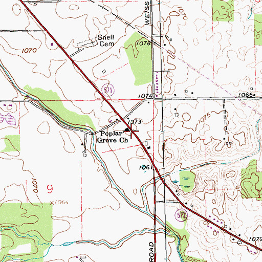 Topographic Map of Poplar Grove Church, OH