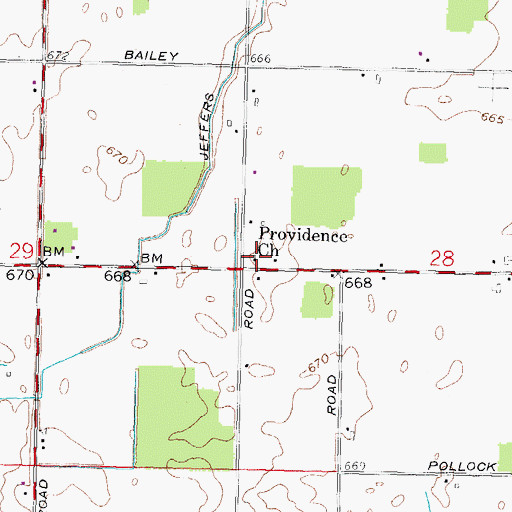 Topographic Map of Providence Church, OH