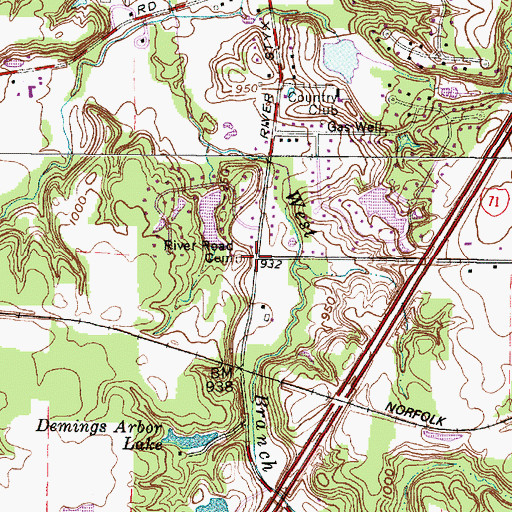 Topographic Map of River Road Cemetery, OH