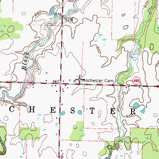 Topographic Map of Rochester Cemetery, OH