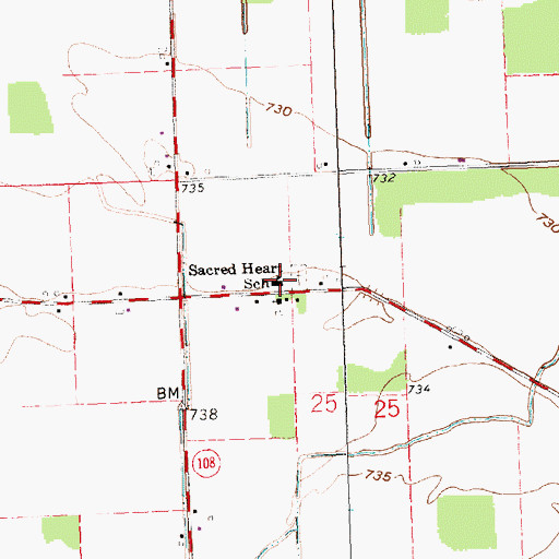 Topographic Map of Sacred Heart School (historical), OH