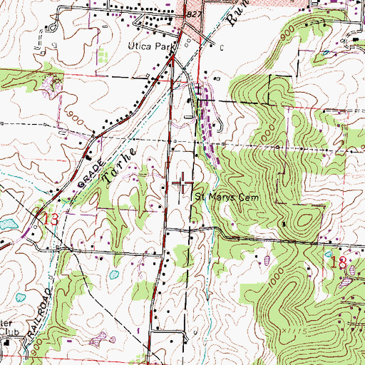 Topographic Map of Saint Marys Cemetery, OH