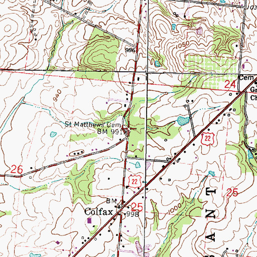 Topographic Map of Saint Mathews Cemetery, OH