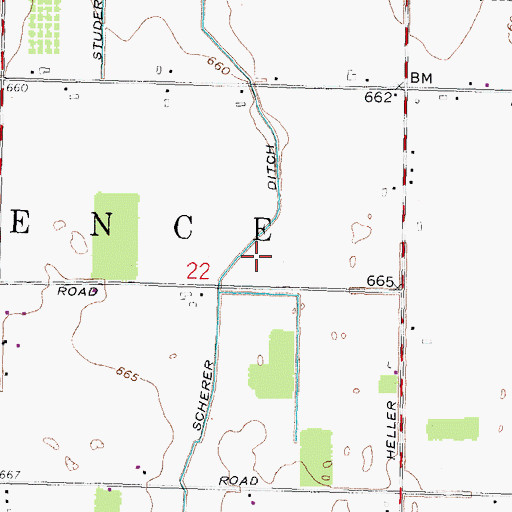 Topographic Map of Scherer Ditch, OH