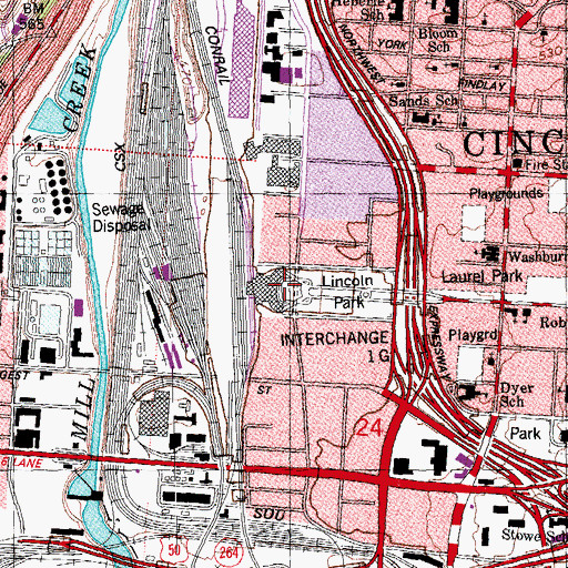 Topographic Map of Union Terminal (historical), OH