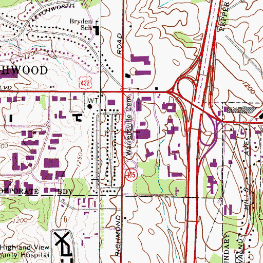 Topographic Map of Bet Olam Cemetery, OH