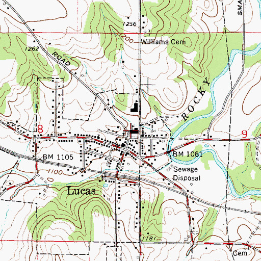 Topographic Map of Lucas, OH
