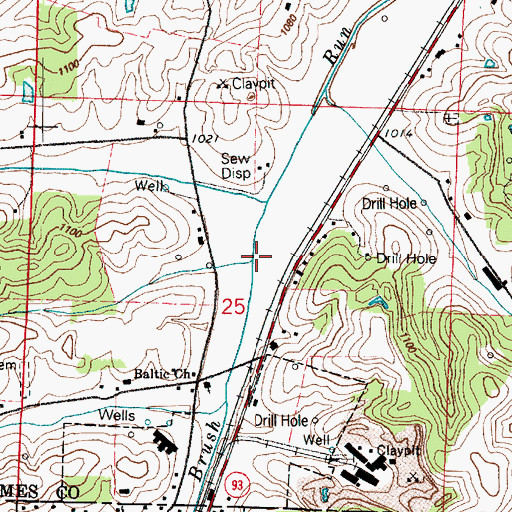 Topographic Map of Cattail Creek, OH
