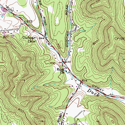 Topographic Map of Duncan Hollow Creek, OH