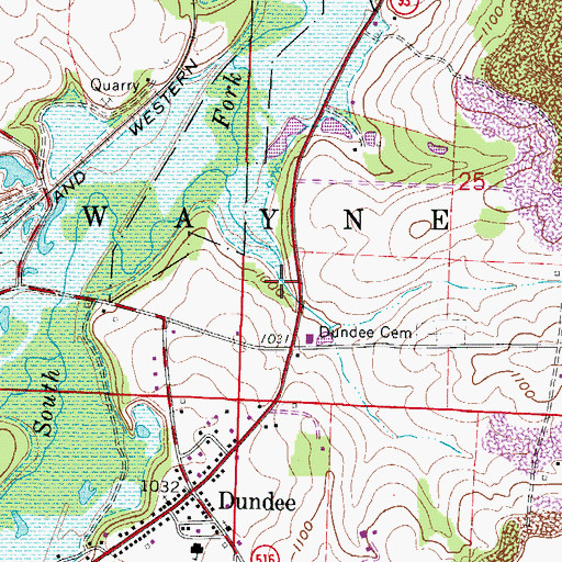 Topographic Map of Dundee Creek, OH