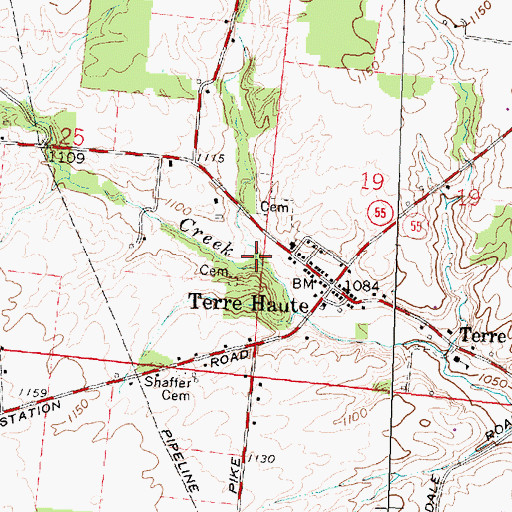 Topographic Map of Kitty Creek, OH