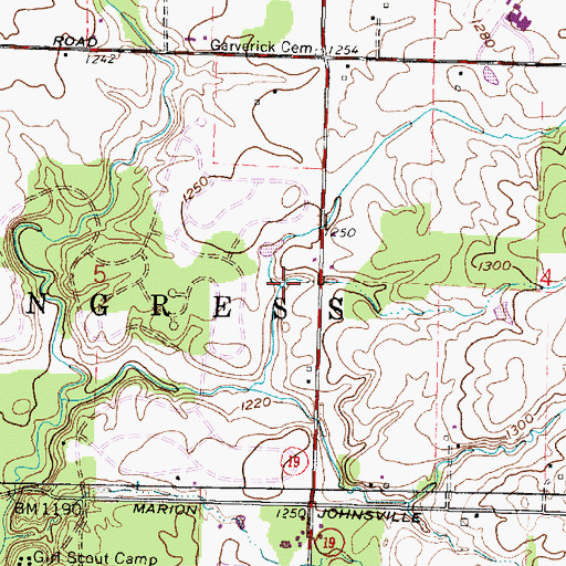 Topographic Map of March Run, OH