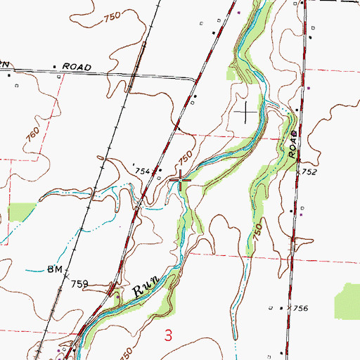 Topographic Map of Sandhill Creek, OH