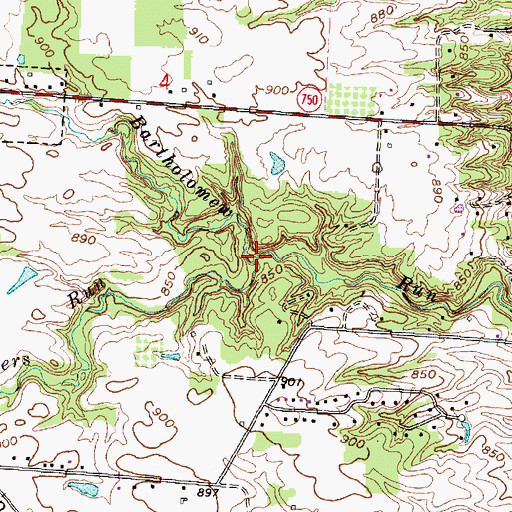 Topographic Map of Tylers Run, OH