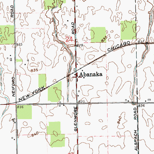 Topographic Map of Abanaka, OH