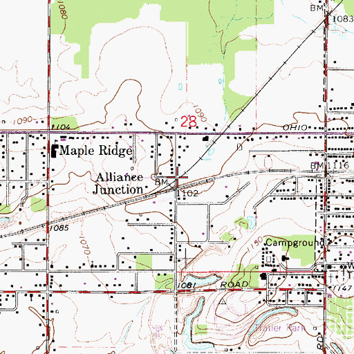 Topographic Map of Alliance Junction, OH