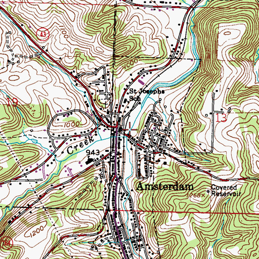 Topographic Map of Amsterdam, OH