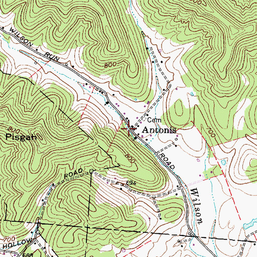 Topographic Map of Antonis, OH