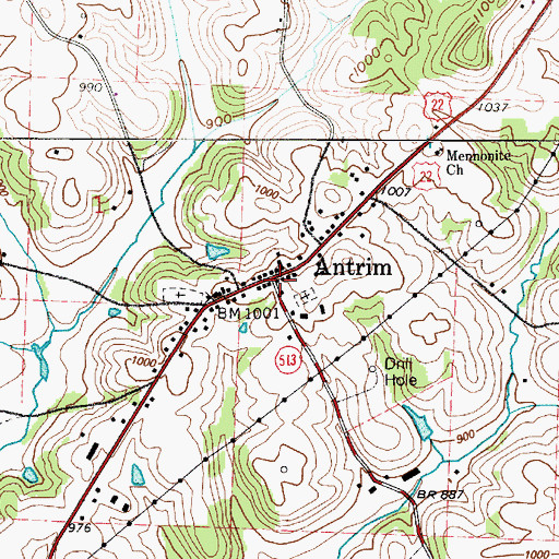 Topographic Map of Antrim, OH