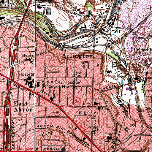 Topographic Map of Arlington, OH